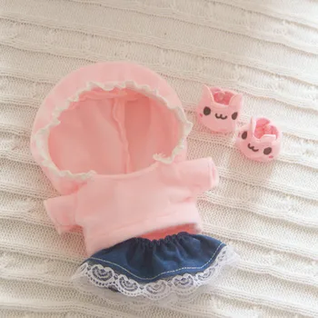 YENİ Pembe 20cm Bebek Bebek Kıyafet Peluş oyuncak bebek Giysileri Güzel Hoodie doldurulmuş oyuncak Bebek Aksesuarları Kore Kpop EXO Idol Bebek