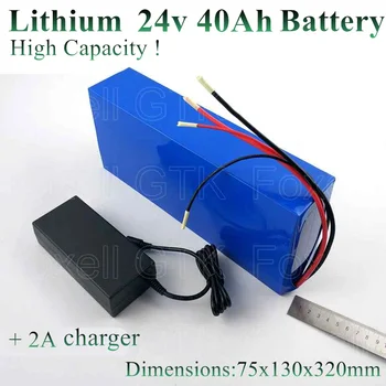 Yüksek kapasiteli pil 24v 40Ah li-ion bateria 24v litio lityum BMS pil için AGV EV ebike güç depolama robotları + 2A şarj cihazı