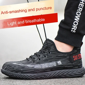 Yıkılmaz Çelik burunlu iş ayakkabısı güvenlik Ayakkabıları Spor Tarzı Rahat Yaz Anti-Smashing Şok Emme Kaymaz