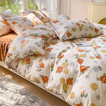Çarşaf Kabuk Sarma Yatak Takımları Kızlar Kahverengi Yorgan yatak örtüsü seti yorgan yatak çarşaf kılıfı Nevresim Takımları Kraliçe Yorgan Setleri