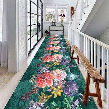 Çim Çim Koridor Koridor 3D Halı Yeşil Yapraklar Oturma Odası Alan Kilim Pastoral Çiçek Geçit Yatak Odası Halı Mutfak Mat Paspas