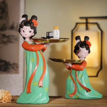 Çin Reçine Kostüm Kız Depolama Tepsisi Aksesuarları Mağaza Kulübü Mobilya Dekorasyon Ev Oturma Odası Masaüstü Figürler El Sanatları