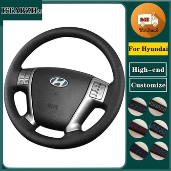 Örgü Araba direksiyon kılıfı Hyundai Veracruz İçin IX55 2007-2012 Özelleştirilmiş Mikrofiber Deri Direksiyon Wrap Araba Aksesuarları