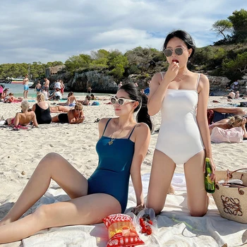 Üçgen Tek Parça Mayo kadın Muhafazakar Kaplama Göbek İnce Plaj Tatil Sörf Mayo Kadınlar 2023 Yeni