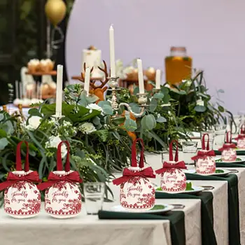 Şeker kabı İlmek Dekor Mektup Çiçek Baskı Şeker Çantası İpli Düğün Hediyesi Tuval Ambalaj Kılıfı Düğün Malzemeleri