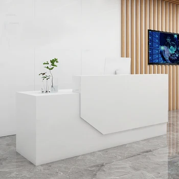 Şirket ön büro resepsiyon masaları basit ofis mobilyaları güzellik salonu resepsiyon masası ışıkları ile ticari mağaza kasiyer masası